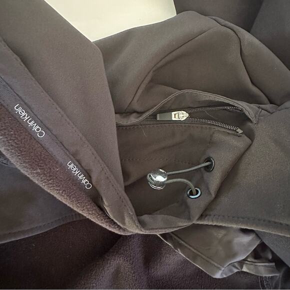 Calvin Klein Black Hooded Trench Coat Soft Shell Rain Jacket / Parka M - Picture 11 of 13